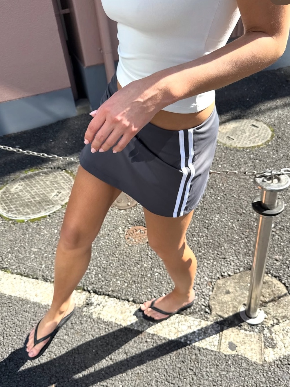 Other normal y2k Charcoal Athletic Skort with White Side Stripes
